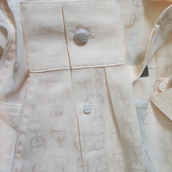 J.Crew Yellow Sheer Long Sleeve Blouse small Drapey jacquard-print - Picture 5 of 8